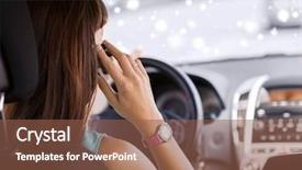  Presentation with vehicle - Theme enhanced with woman using smartphone while driving background and a  colored foreground