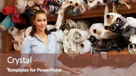  Presentation with storage - Presentation design with woman using tablet in fabric background and a tawny brown colored foreground