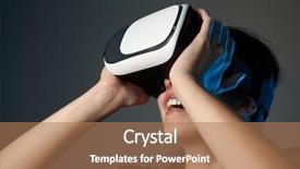  Presentation with virtual reality rehabilitation - Slides having woman using the virtual reality background and a  colored foreground