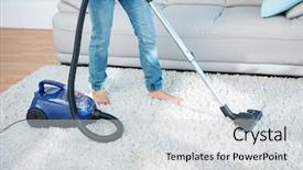  Presentation with pregnant woman cleaning - Cool new presentation theme with woman using vacuum cleaner backdrop and a lemonade colored foreground