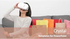  Presentation with shopping experience - Colorful slide deck enhanced with reality device for shopping experience backdrop and a coral colored foreground