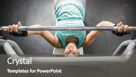  Presentation with machines - Slide deck with woman using weight machines in the gym to train arms background and a gray colored foreground