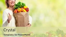  Presentation with vegetables - Presentation design featuring weight - woman with vegetables over green background and a  colored foreground