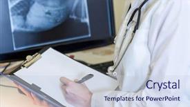  Presentation with taking notes - Colorful PPT layouts enhanced with woman vet taking notes on her clipboard backdrop and a sky blue colored foreground