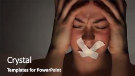  Presentation with lips - Theme featuring woman victim - beauty girl with tape background and a tawny brown colored foreground