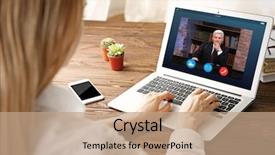  Presentation with lawyer - Slides with woman video conferencing with lawyer background and a coral colored foreground