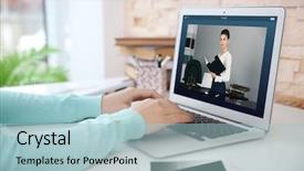  Presentation with law - Colorful PPT theme enhanced with woman video conferencing with lawyer backdrop and a light blue colored foreground