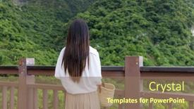  Presentation with cliff - Theme with woman-visit-ching-shui-cliff background and a coral colored foreground