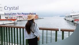  Presentation with moon - PPT layouts enhanced with woman-visit-sun-moon-lake background and a sky blue colored foreground