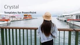  Presentation with taiwan - Theme featuring woman-visit-sun-moon-lake background and a sky blue colored foreground