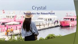  Presentation with taiwan - Presentation theme featuring woman-visit-sun-moon-lake background and a sky blue colored foreground