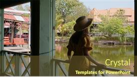 Presentation with floating - Audience pleasing slide set consisting of woman-visit-thailand-water-floating backdrop and a tawny brown colored foreground