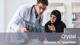  Presentation with woman muslim - Cool new slides with woman visiting doctor for regular backdrop and a gray colored foreground