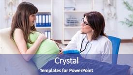  Presentation with pregnant woman doctor - PPT layouts consisting of woman visiting doctor for regular background and a  colored foreground
