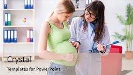  Presentation with doctor visiting family a new born - Colorful PPT layouts enhanced with woman visiting doctor for regular backdrop and a  colored foreground