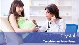  Presentation with doctor visiting family - Theme enhanced with woman visiting doctor for regular background and a  colored foreground