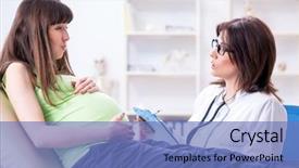  Presentation with pregnant woman doctor - Slide deck having woman visiting doctor for regular background and a teal colored foreground