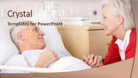  Presentation with hospital - Audience pleasing slide set consisting of woman visiting husband in hospital backdrop and a lemonade colored foreground