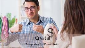  Presentation with evaluation - Colorful slide set enhanced with woman visiting jeweler for jewelery backdrop and a coral colored foreground