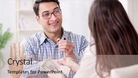  Presentation with evaluation - Slides having woman visiting jeweler for jewelery background and a lemonade colored foreground