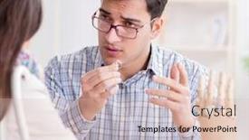  Presentation with evaluation - Presentation design consisting of pawnshop - woman visiting jeweler for jewelery background and a lemonade colored foreground