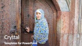  Presentation with woman muslim - Colorful PPT theme enhanced with woman visiting old historical city backdrop and a  colored foreground