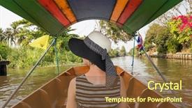  Presentation with market insights - Amazing presentation design having woman visiting the floating market backdrop and a tawny brown colored foreground