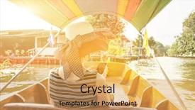  Presentation with ikea market - PPT theme with woman visiting the floating market background and a yellow colored foreground