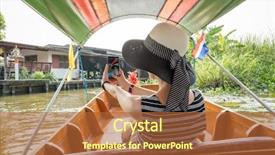  Presentation with floating - Slides with woman visiting the floating market background and a red colored foreground