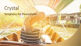  Presentation with floating - Slides having woman visiting the floating market background and a cream colored foreground
