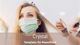  Presentation with face mask - Beautiful slides featuring woman-visiting-the-hairdresser backdrop and a coral colored foreground