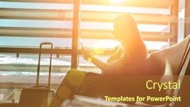  Presentation with registration - Colorful presentation theme enhanced with woman-waiting-aircraft-in-airport backdrop and a red colored foreground