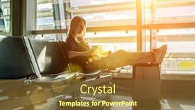  Presentation with registration - Presentation featuring woman-waiting-aircraft-in-airport background and a tawny brown colored foreground