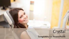  Presentation with exam - Presentation theme with woman waiting for a dental background and a soft green colored foreground