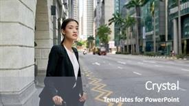  Presentation with usa china business - Presentation design consisting of woman waiting for taxi cab background and a gray colored foreground