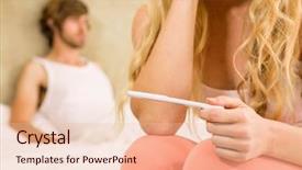  Presentation with pregnancy labor - Presentation enhanced with woman waiting the pregnancy test background and a lemonade colored foreground