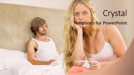  Presentation with pregnant woman in hospital - Audience pleasing PPT theme consisting of woman waiting the pregnancy test backdrop and a lemonade colored foreground