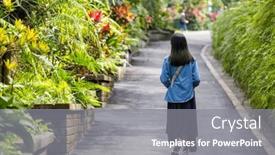  Presentation with walk - Slide deck having woman-walk-along-the-garden background and a gray colored foreground