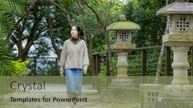  Presentation with walk - Slide set enhanced with woman-walk-along-the-garden background and a seafoam green colored foreground
