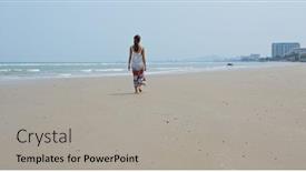  Presentation with walk - Colorful slide deck enhanced with woman-walk-in-the-beach backdrop and a light gray colored foreground