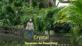  Presentation with walk - PPT theme featuring woman-walk-in-the-japanese background and a tawny brown colored foreground