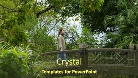  Presentation with walk - Presentation design featuring woman-walk-in-the-japanese background and a tawny brown colored foreground