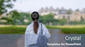 Presentation with walk - Presentation theme having woman-walk-in-the-park background and a  colored foreground