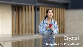  Presentation with walk - Theme featuring woman-walk-in-the-street background and a  colored foreground