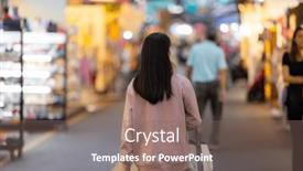  Presentation with walk - Presentation design featuring woman-walk-into-the-street background and a violet colored foreground