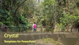  Presentation with forest bridge - Cool new PPT theme with woman walk on the bridge backdrop and a  colored foreground