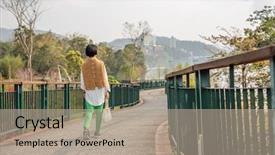  Presentation with sun stars moon - Colorful presentation design enhanced with woman walk on the way backdrop and a coral colored foreground