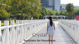  Presentation with walk - Presentation with woman-walk-on-the-wooden background and a light gray colored foreground