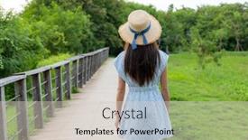  Presentation with walk - Presentation theme enhanced with woman-walk-on-wooden-path background and a lemonade colored foreground