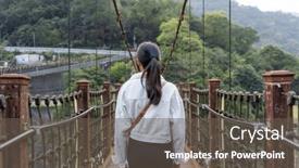  Presentation with suspension bridge - Slides enhanced with woman-walking-across-the-suspension background and a dark gray colored foreground